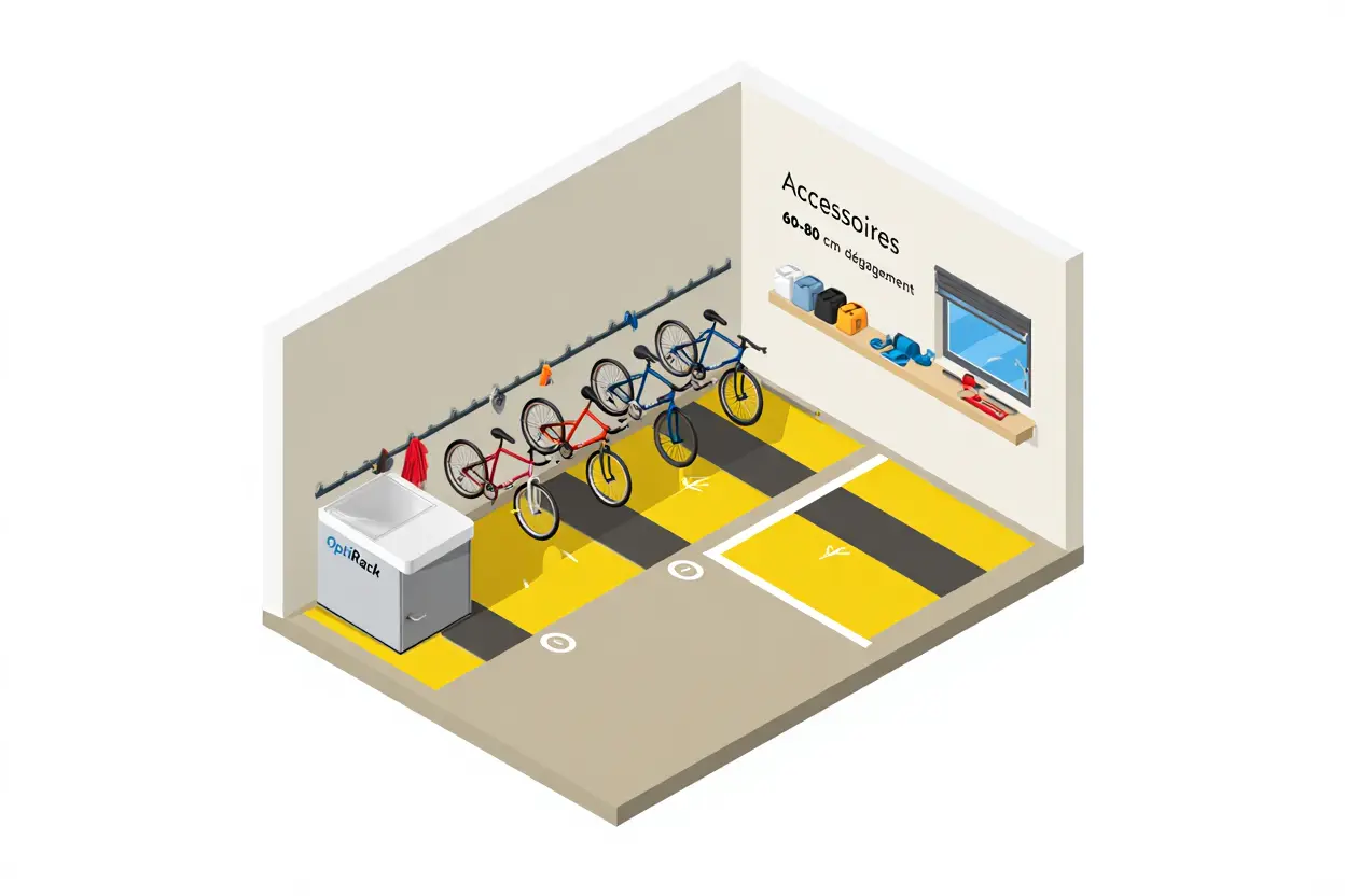 Organisation d'un petit garage avec rangement au sol