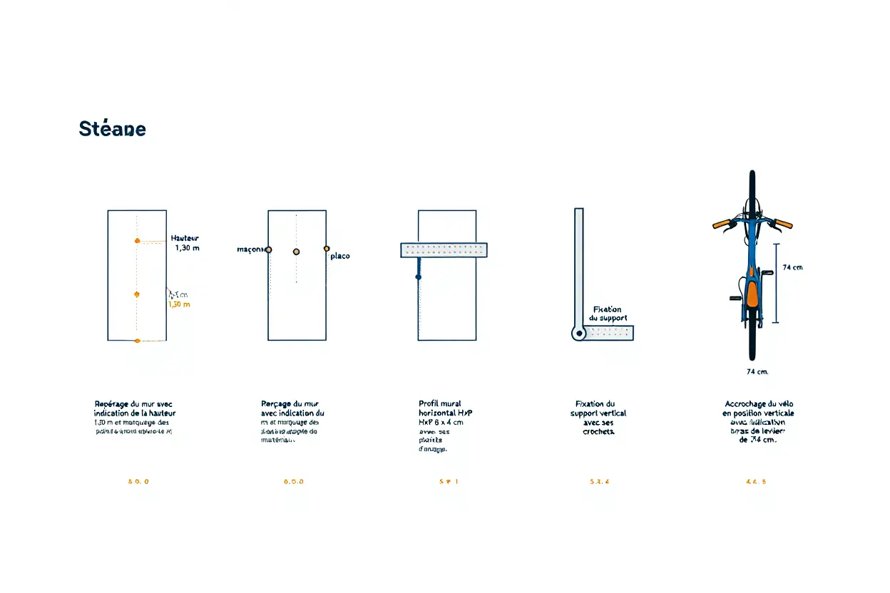 Étapes d'installation support mural vélo