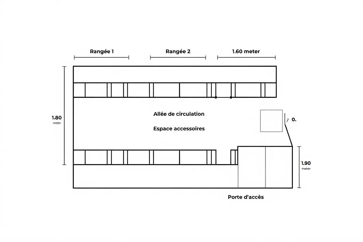 Plan des dimensions d'un local vélo
