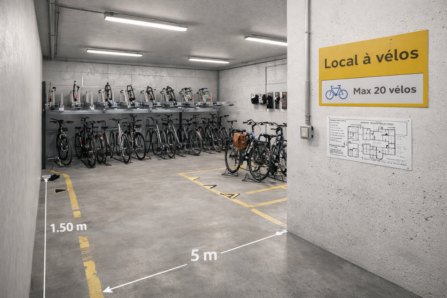 Dimensions d'un local pour vélos