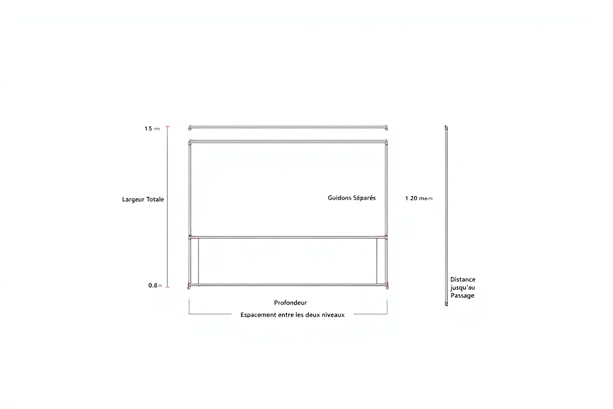 Schéma technique râtelier deux niveaux
