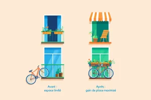 Comparaison avant-après rangement vertical