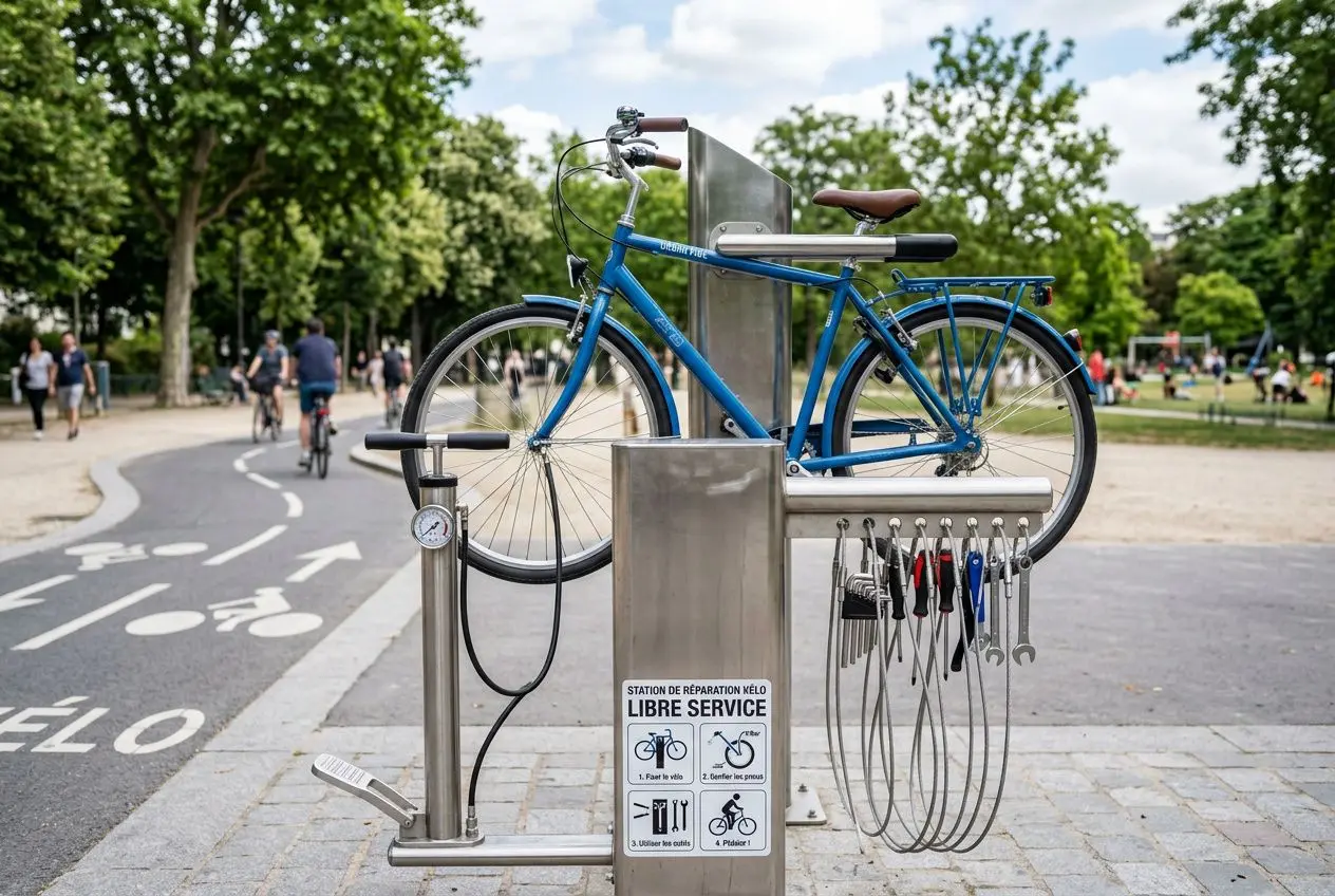 Borne de réparation vélo en libre-service