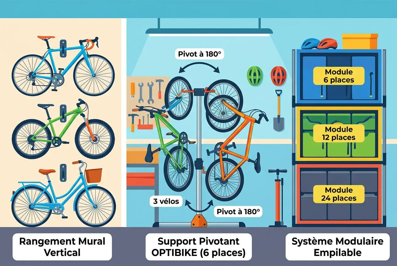Configurations de rangement pour plusieurs vélos