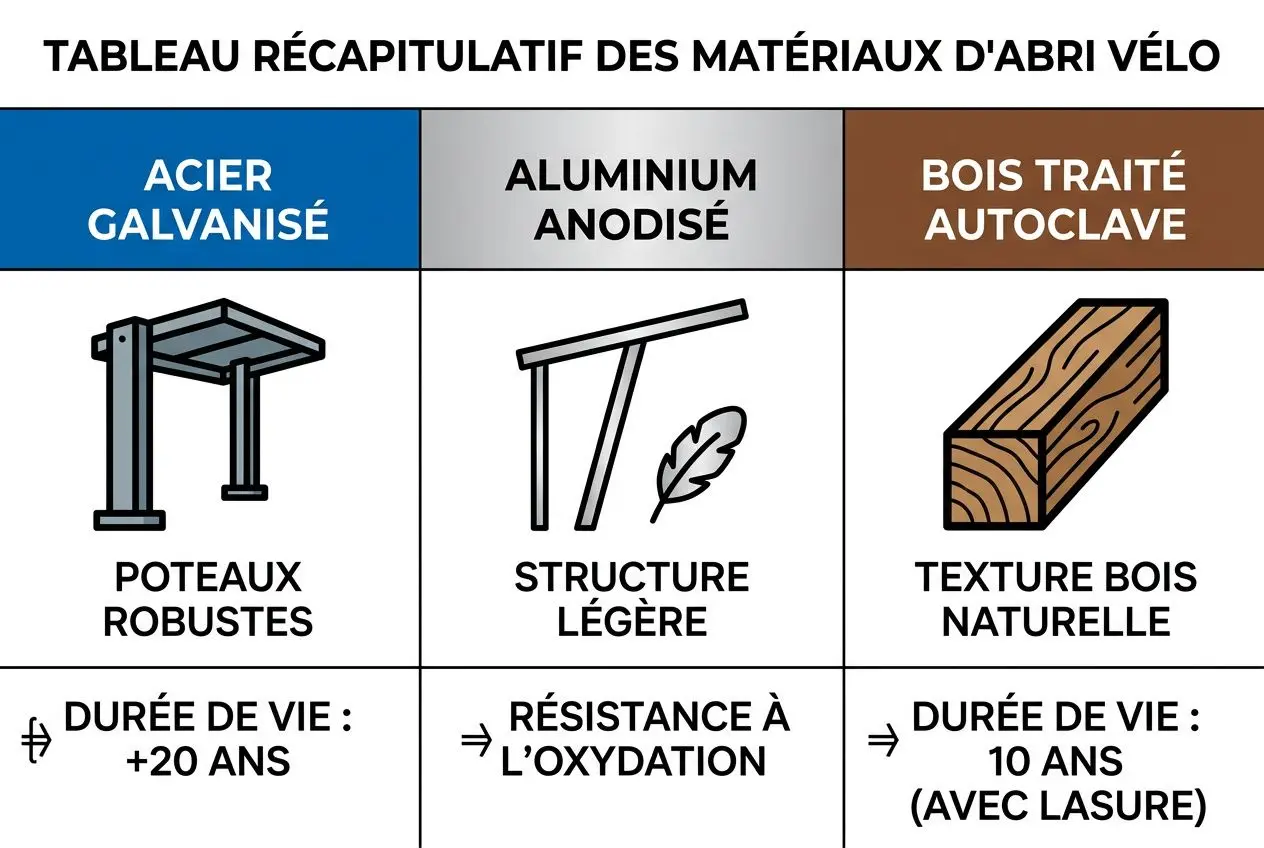 Matériaux pour abris vélos et durabilité