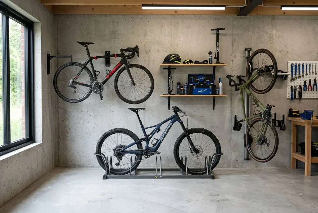 Rangement organisé de vélos en garage