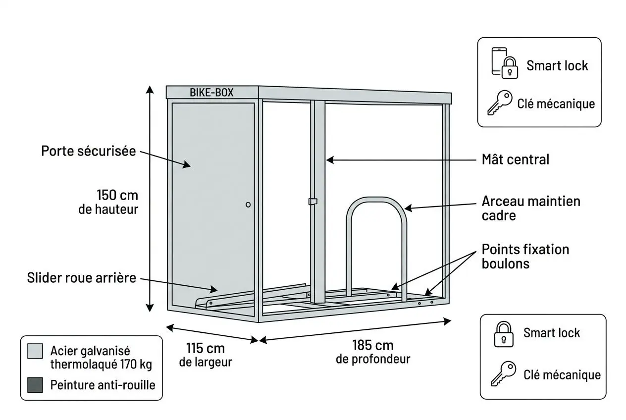 Schéma technique consigne vélo sécurisée