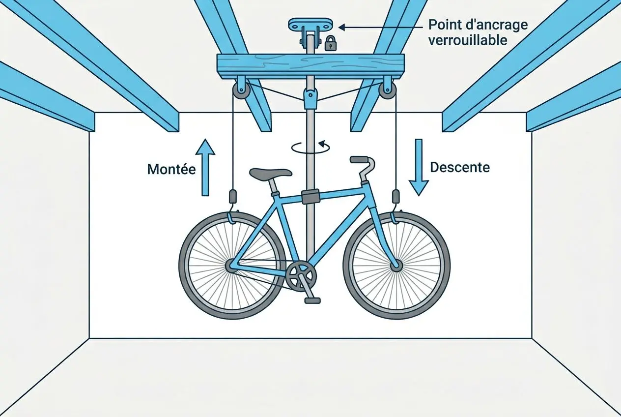 Suspension vélo au plafond