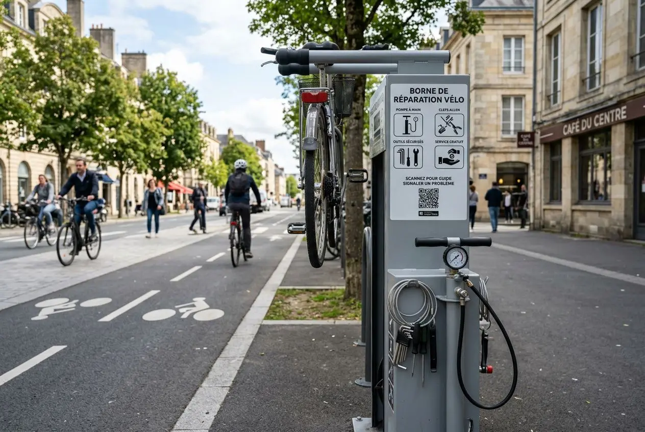 Borne de réparation vélo libre-service à Caen