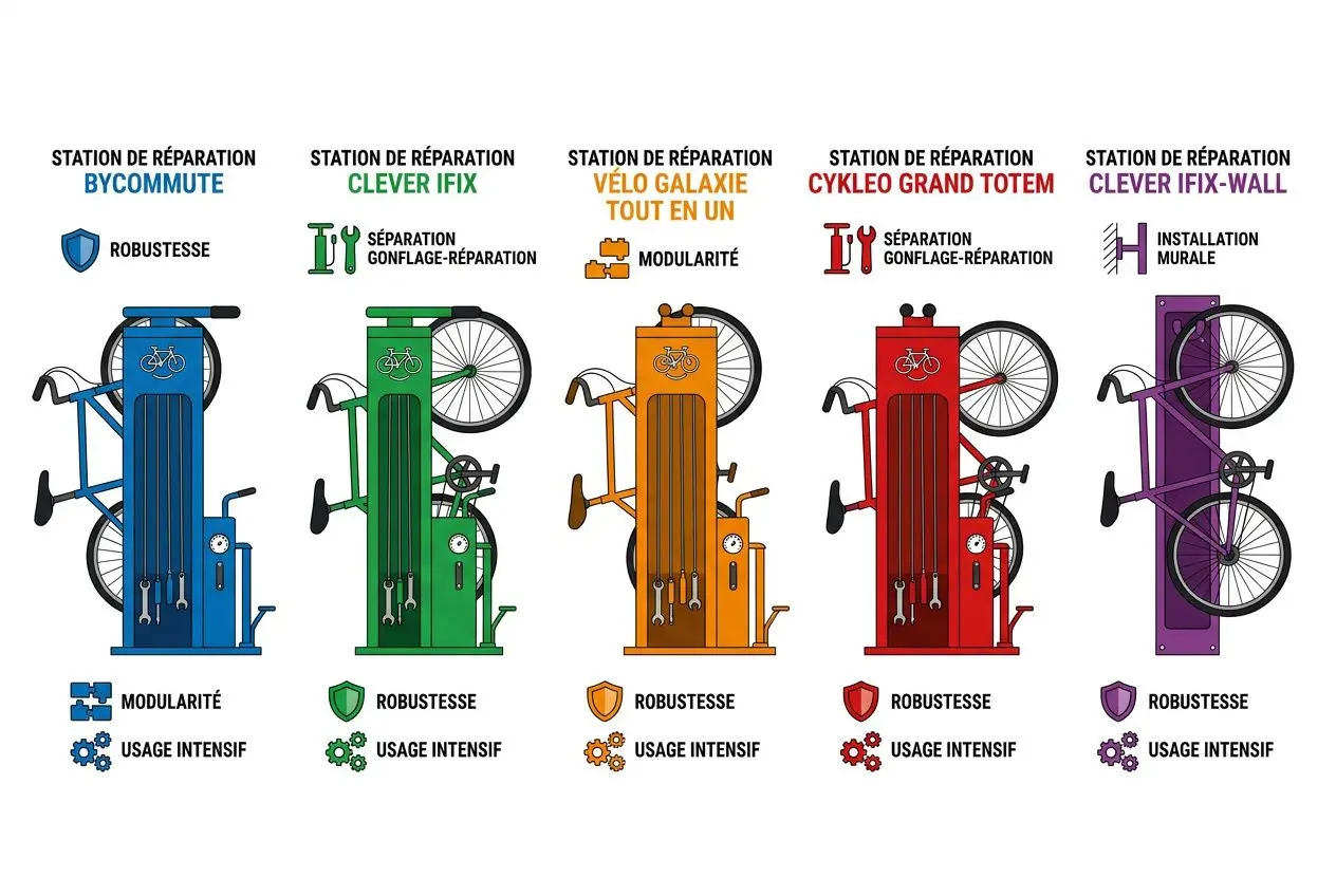 Comparaison des modèles de stations de réparation vélo