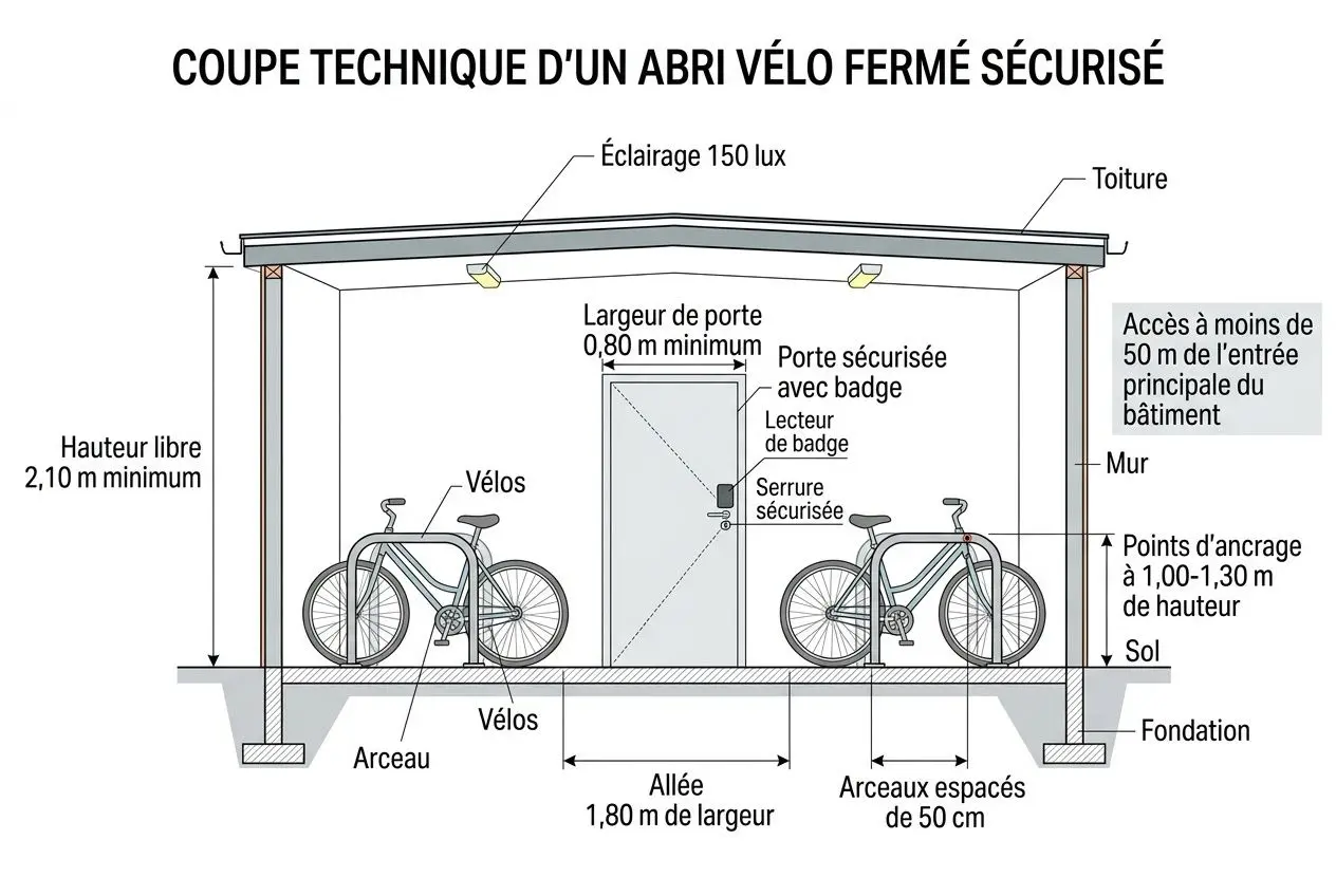 Dimensions techniques obligatoires abri vélo