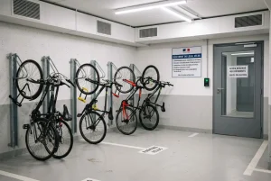 Local à vélos sécurisé en sous-sol de copropriété