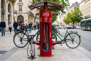 Station de réparation vélo deluxe avec pompe et outils intégrés