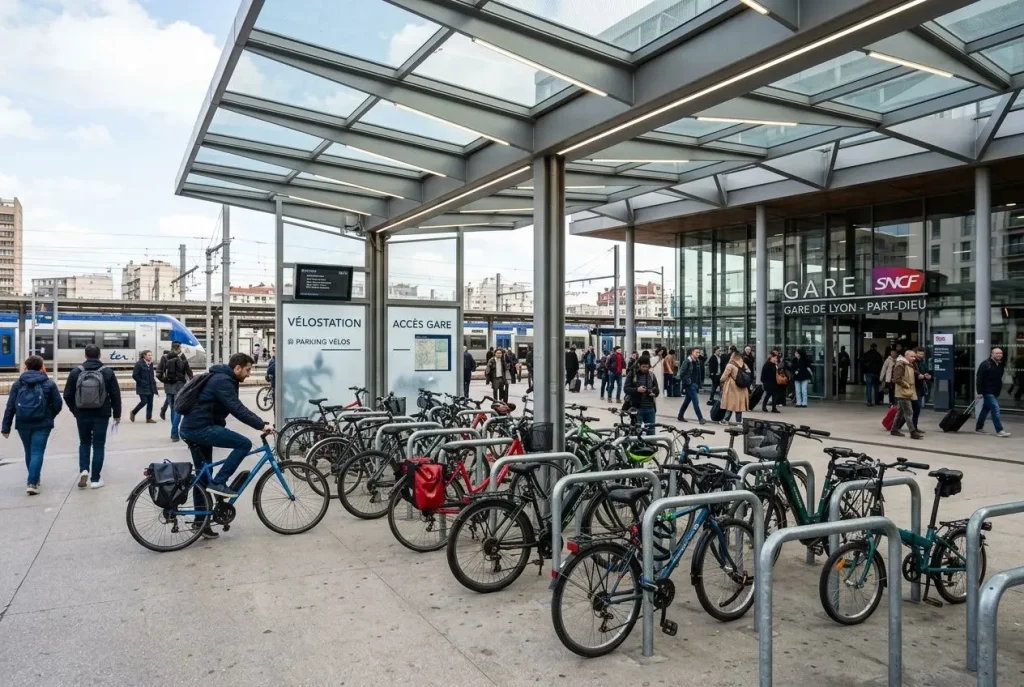 Vélostation sécurisée dans un pôle d'échanges multimodal