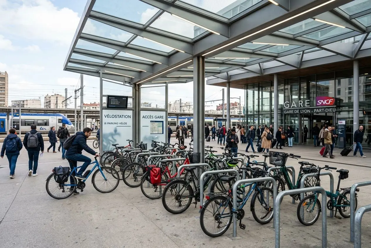 Vélostation sécurisée dans un pôle d'échanges multimodal