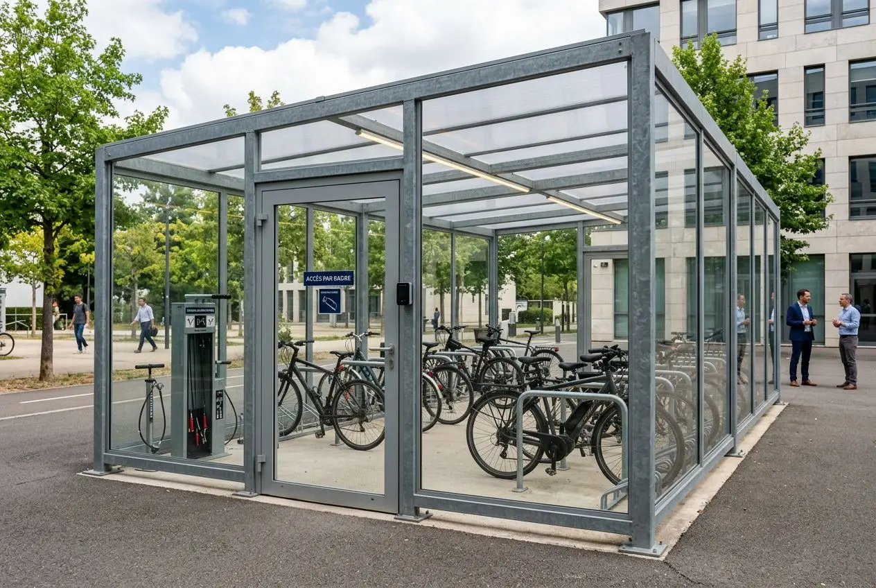 Abri vélo fermé sécurisé pour entreprise