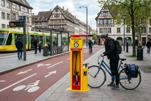 Borne de gonflage vélo à Strasbourg
