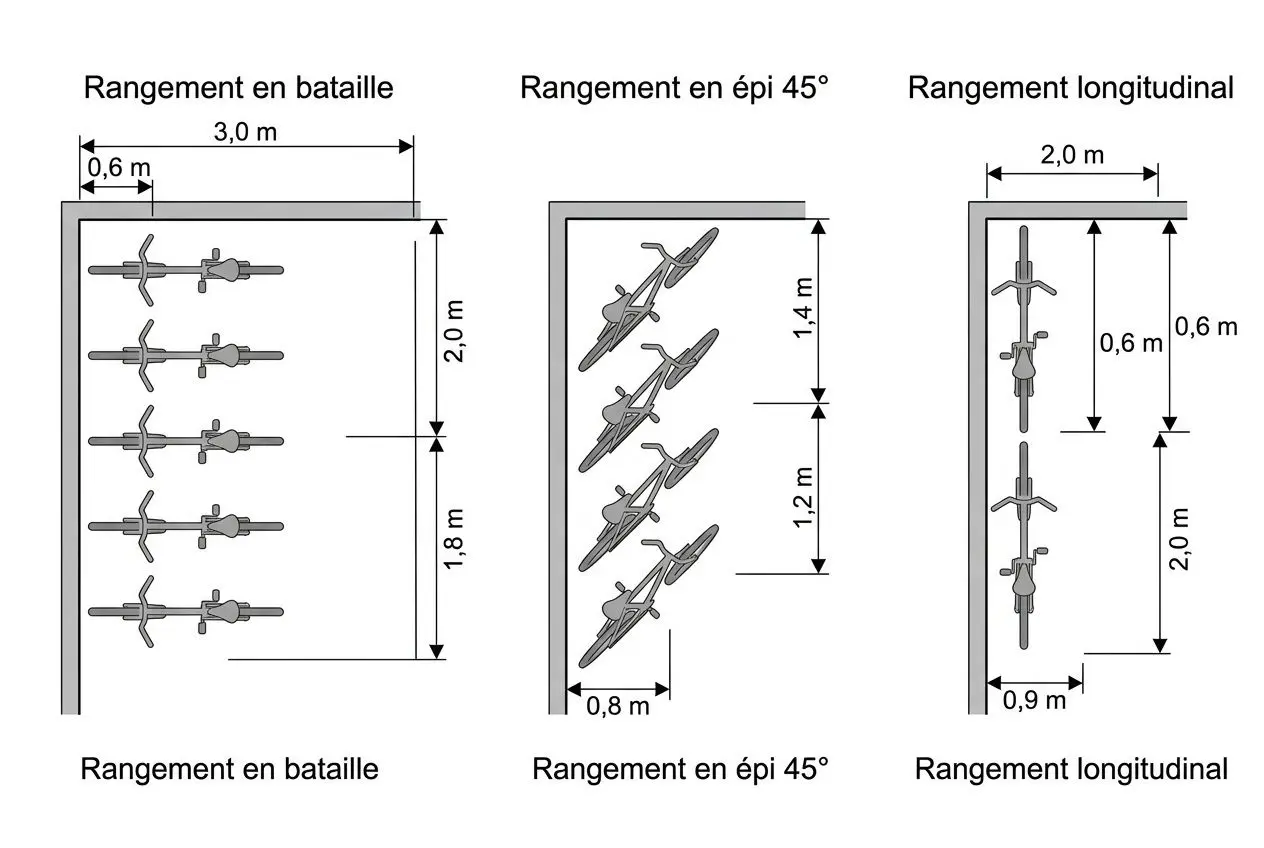 Configurations de rangement vélo en local collectif