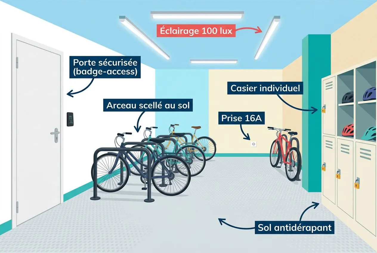 Équipements obligatoires local vélo copropriété
