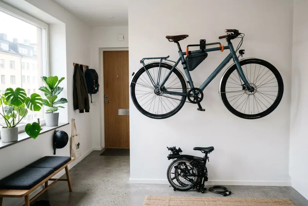 Rangement vélo en appartement sur support mural